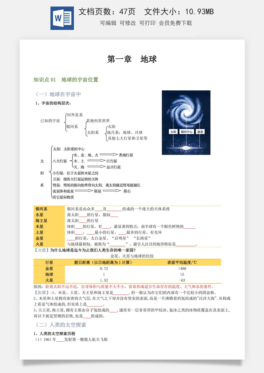 7年级上册人教版地理知识47页 默写版  2024秋季新版.docx
